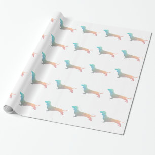 Dachshund Geometric Pattern Silhouette Wrapping Paper