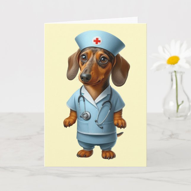 Dachshund Get Well Card (Small Plant)
