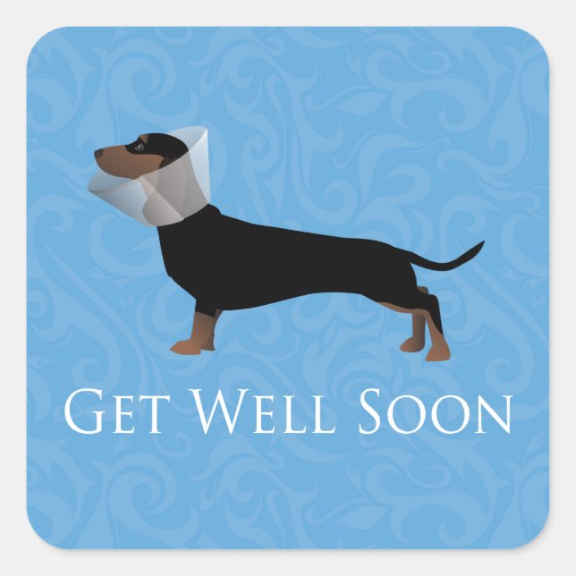 Dachshund Get Well Soon Design Square Sticker (Front)