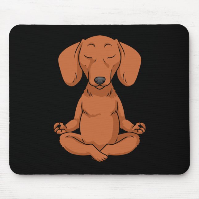 Dachshund Gift Women Weiner Dog Yoga Meditatin Mouse Mat (Front)