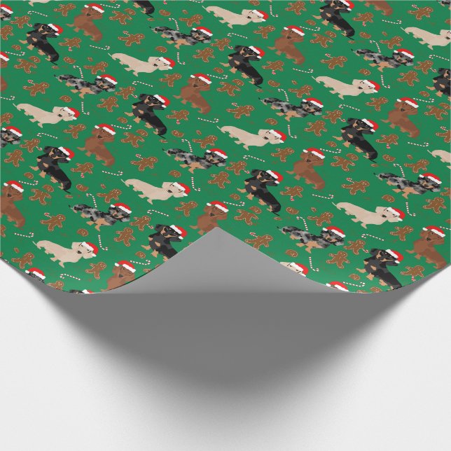 Dachshund gingerbread chrsitmas dog wrapping paper (Corner)