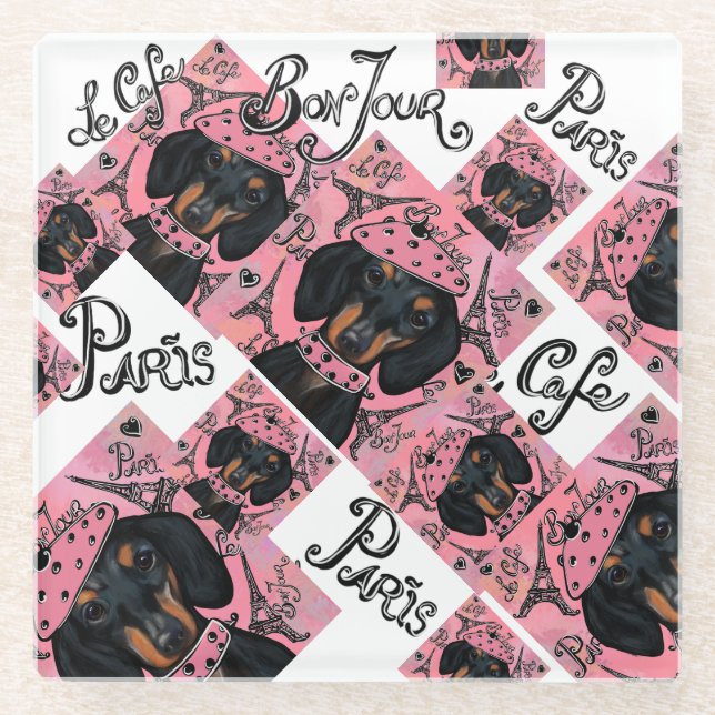 DACHSHUND           GLASS COASTER (Front)