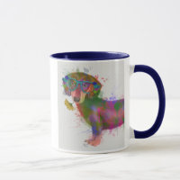 Dachshund & Glasses Rainbow Splash