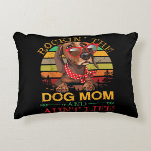 Dachshund Glasses Rockin Dog Mum Gift For Aunt Decorative Cushion