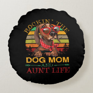 Dachshund Glasses Rockin Dog Mum Gift For Aunt Round Cushion