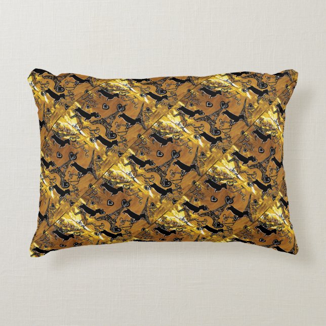 Dachshund Gold Decorative Cushion (Front)