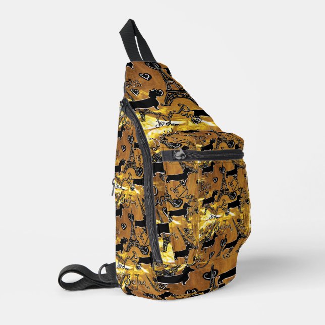 Dachshund Gold Sling Bag (Left Corner)