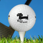 Dachshund Golfer Kiss My Putt Funny Golf Ball Gift<br><div class="desc">Unleash your inner sausage dog spirit on the golf course with our "Kiss My Putt" golf balls, a playful choice for dachshund-loving golfers who enjoy a touch of humour in their game. Each ball is a tribute to your love for those adorable wiener dogs, adding a unique and whimsical twist...</div>