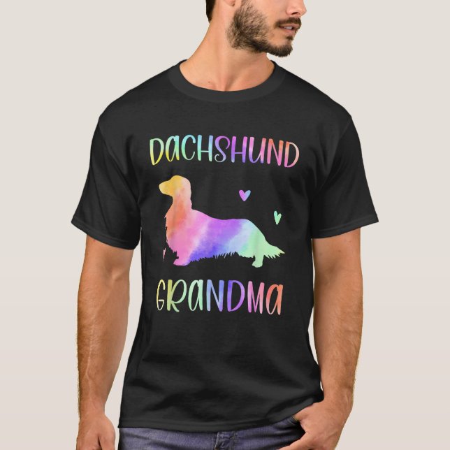 Dachshund Grandma Wiener Dog Nana Rainbow Watercol T-Shirt (Front)