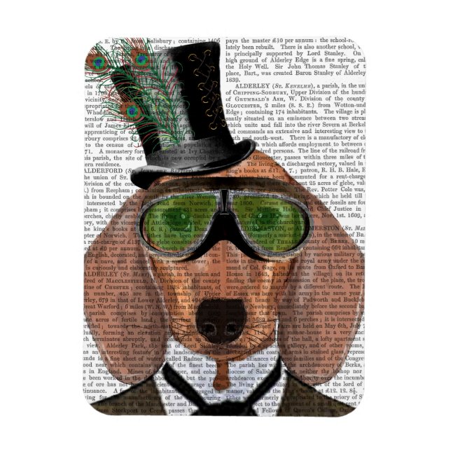 Dachshund Green Goggles Top Hat Magnet (Vertical)