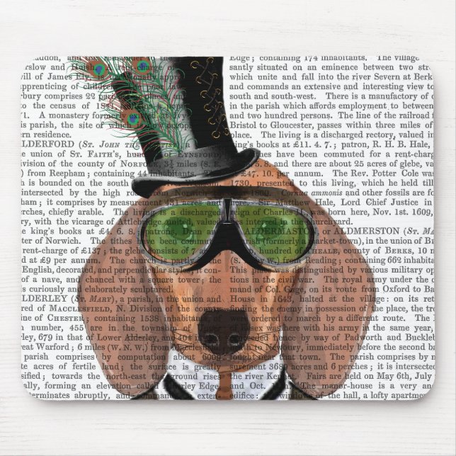 Dachshund Green Goggles Top Hat Mouse Mat (Front)