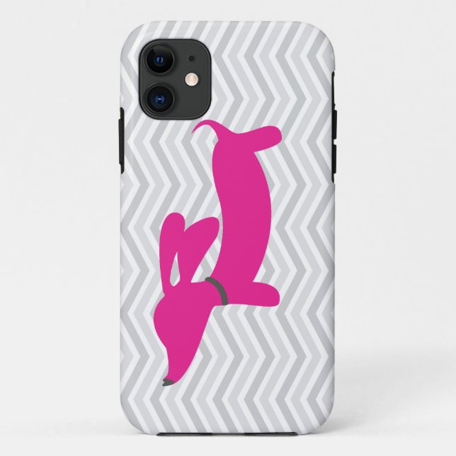 Dachshund + Grey Chevron Case-Mate iPhone Case (Back)