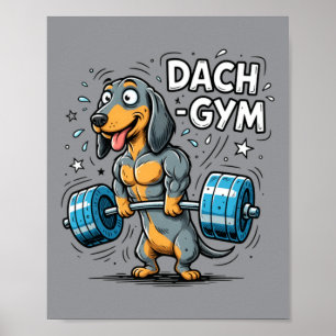 Dachshund Gym Workout Funny Wiener Dog Poster