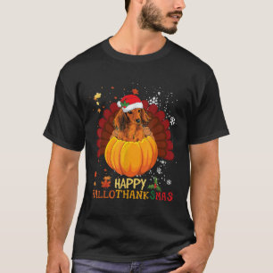 Dachshund Hallothanksmas Halloween Thanksgiving Ch T-Shirt