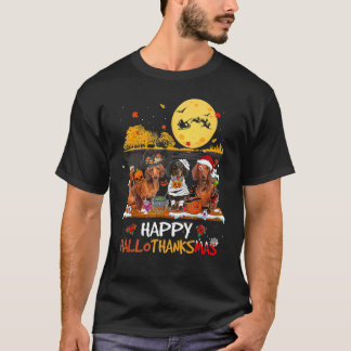 Dachshund Hallothanksmas Halloween Thanksgiving T-Shirt