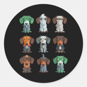 Dachshund Halloween Classic Round Sticker