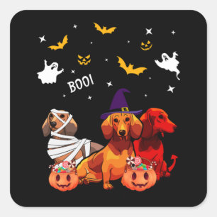 Dachshund Halloween Dog Lover Square Sticker