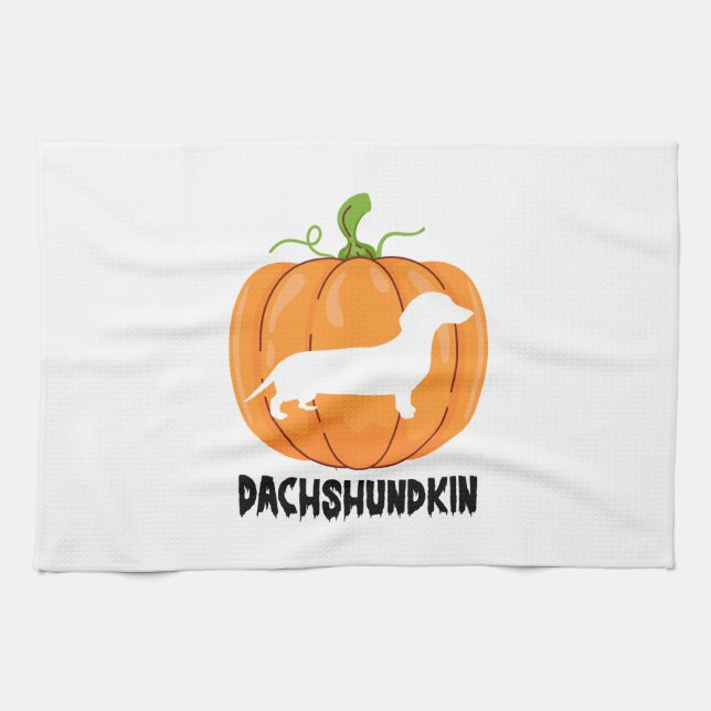 Dachshund Halloween Dog Tea Towel (Horizontal)