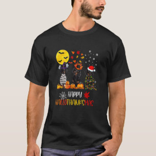 Dachshund Halloween Happy HalloThanksMas Autumn Th T-Shirt