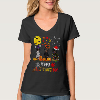 Dachshund Halloween Happy HalloThanksMas Autumn Th T-Shirt