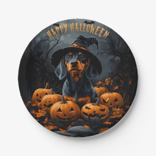 Dachshund Halloween Paper Plate