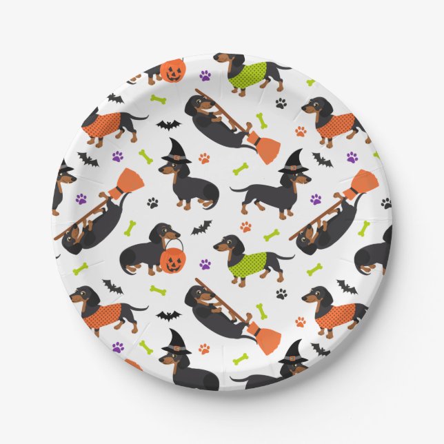 Dachshund Halloween Paper Plate (Front)