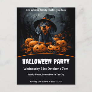 Dachshund Halloween Party Invitation Postcard