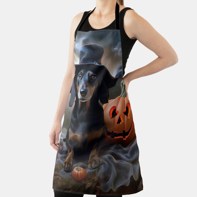 Dachshund Halloween Scary Apron (Insitu)