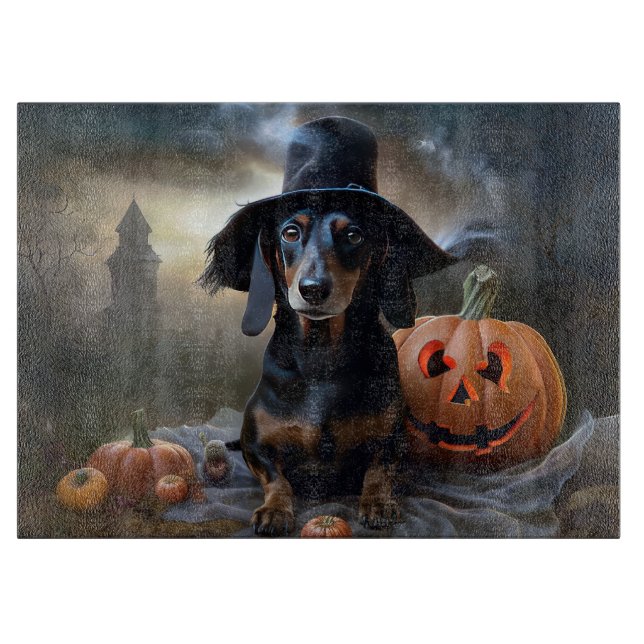 Dachshund Halloween Scary Cutting Board (Front)