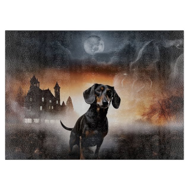 Dachshund Halloween Scary Cutting Board (Front)