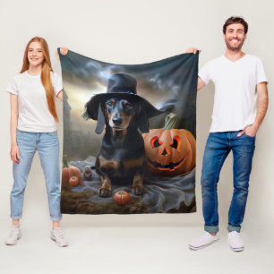 Dachshund Halloween Scary Fleece Blanket