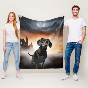 Dachshund Halloween Scary Fleece Blanket