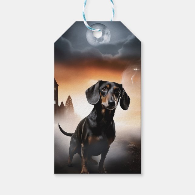 Dachshund Halloween Scary Gift Tags (Front)