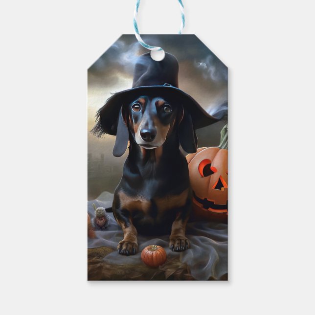 Dachshund Halloween Scary Gift Tags (Front)