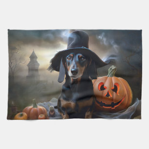 Dachshund Halloween Scary Tea Towel