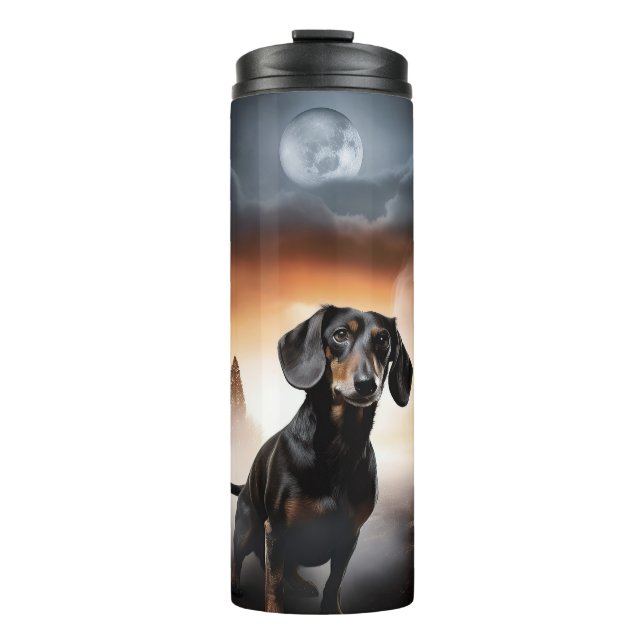 Dachshund Halloween Scary Thermal Tumbler (Front)