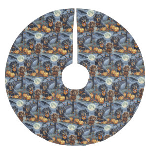 Dachshund Halloween Spooky  Brushed Polyester Tree Skirt