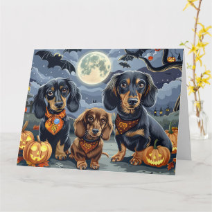 Dachshund Halloween Spooky Card