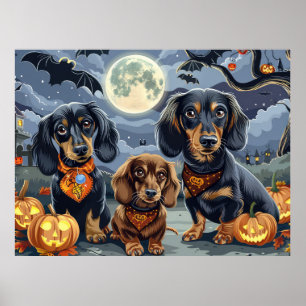 Dachshund Halloween Spooky Poster