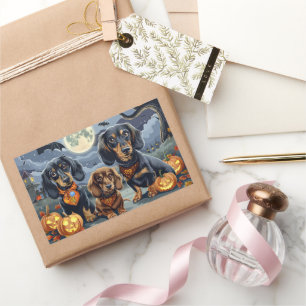 Dachshund Halloween Spooky  Rectangular Sticker