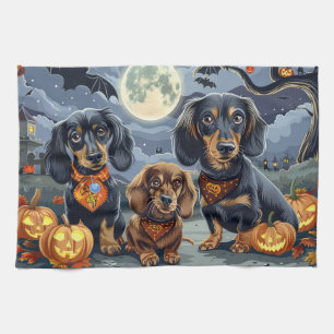 Dachshund Halloween Spooky  Tea Towel