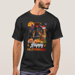 Dachshund Halloween Thanksgiving Christmas Halloth T-Shirt