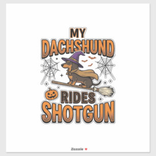 Dachshund Halloween Witch Broom Rides Shotgun Shir
