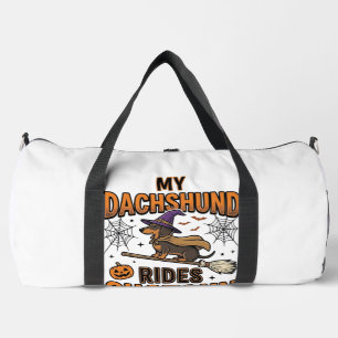 Dachshund Halloween Witch Broom Rides Shotgun Shir Duffle Bag