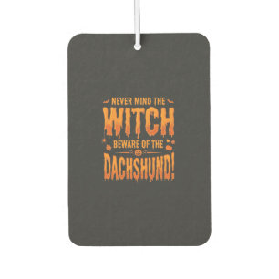 Dachshund Halloween Witch Warning Typography Vecto Car Air Freshener