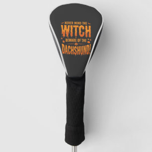 Dachshund Halloween Witch Warning Typography Vecto Golf Head Cover