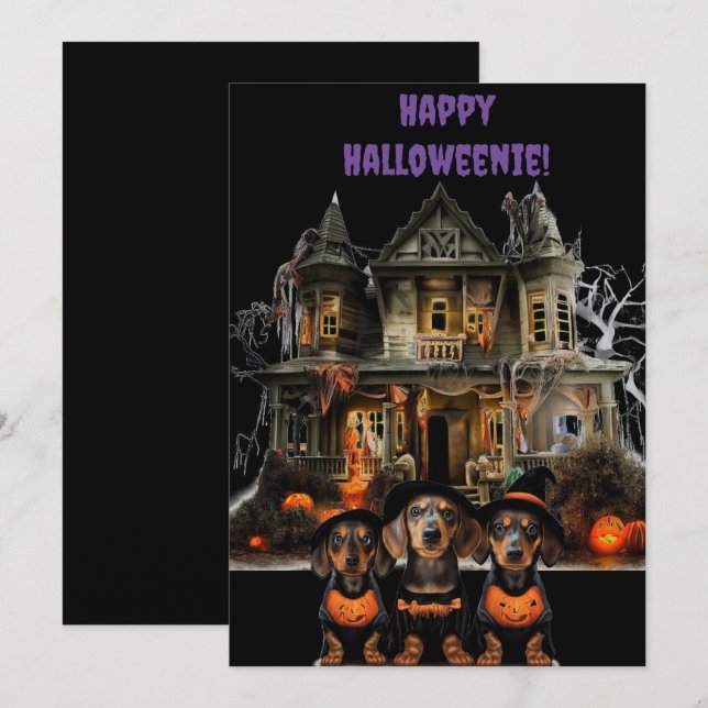 Dachshund Halloweenie Card (Front/Back)