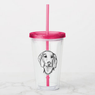 dachshund hand drawn sketch black white puppy dog  acrylic tumbler