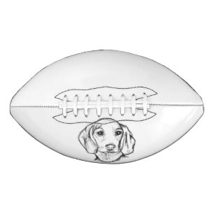 dachshund hand drawn sketch black white puppy dog american football