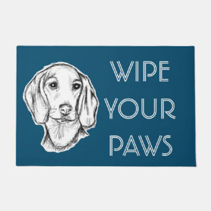 dachshund hand drawn sketch black white puppy dog  doormat
